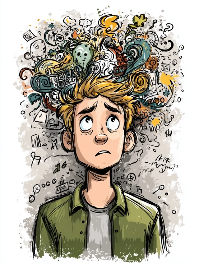 Teenager Self Doubt Cartoon Illustration