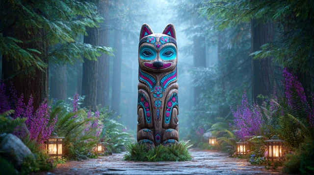 Wolf Totem Guardian in Magical Forest