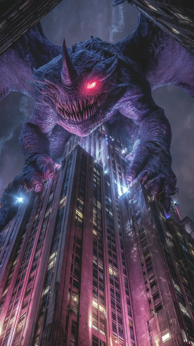 Monster Attacks Skyscraper Horror Scene