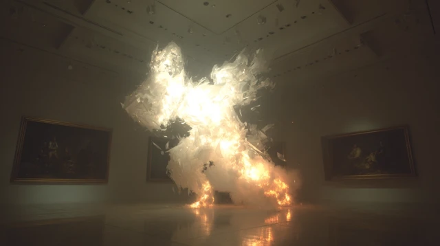 KAWS Mickey Mouse Sculpture in a Museum Gallery
