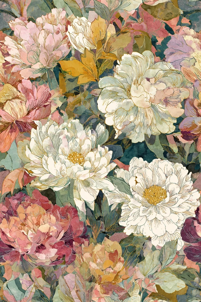 Abstract Floral Pattern Botanical Illustration