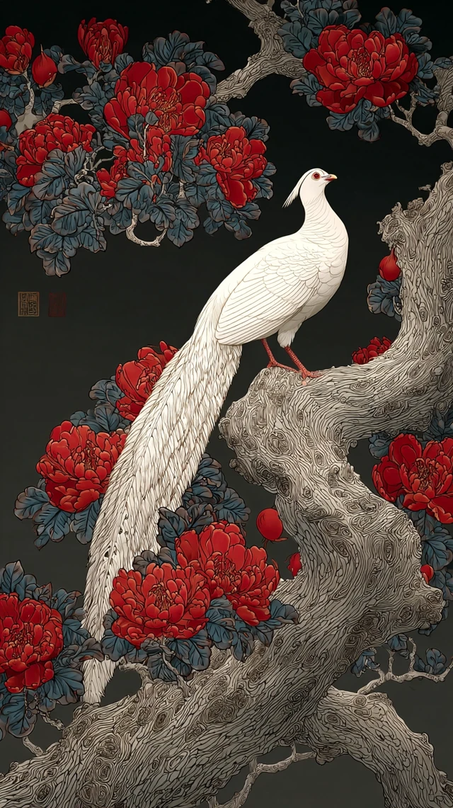 Silver Pheasant Fine Brushwork Painting
