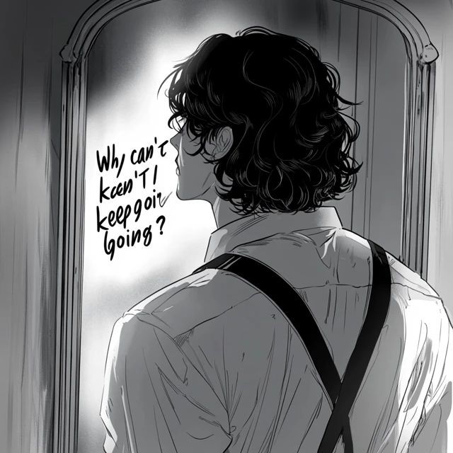 Manga Man Mirror Reflection Introspection