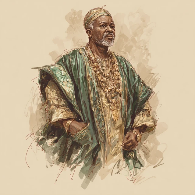 African Leader in Traditional Dress Portrait