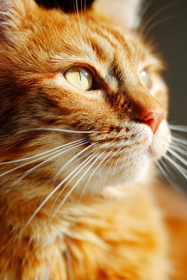 Orange Tabby Cat Close Up Realistic Photography