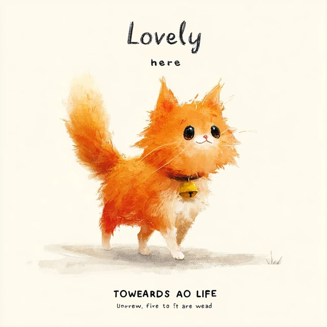 Cute Orange Cat Illustration Lovely Happy Life