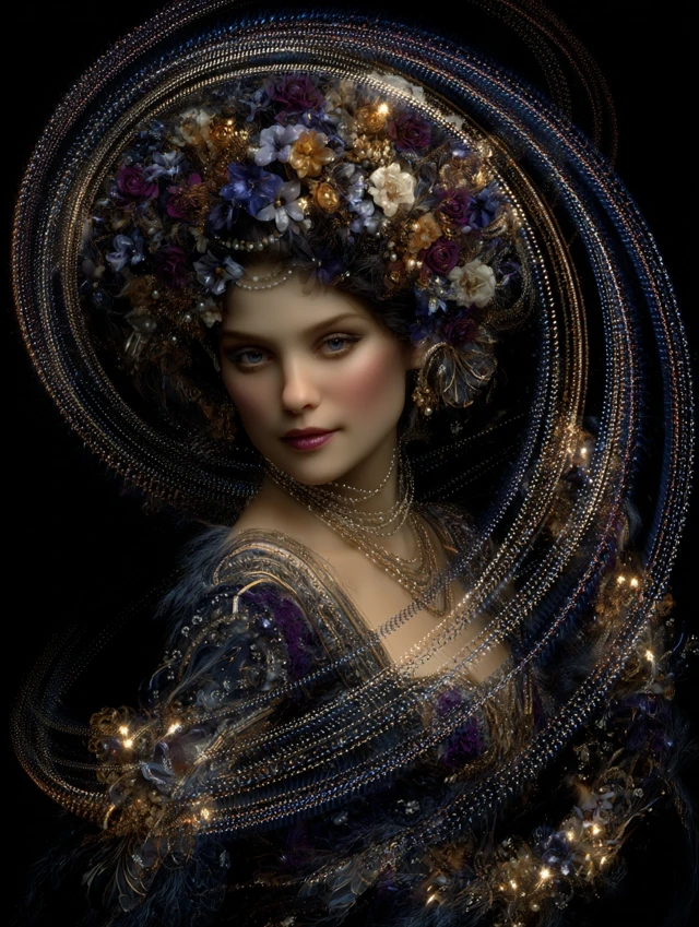 Cyber Baroque Female Bioluminescent Art