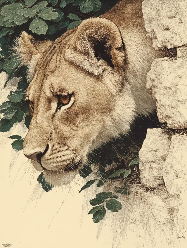 Wildlife Art Lion Cub by Ian Carl Brenders
