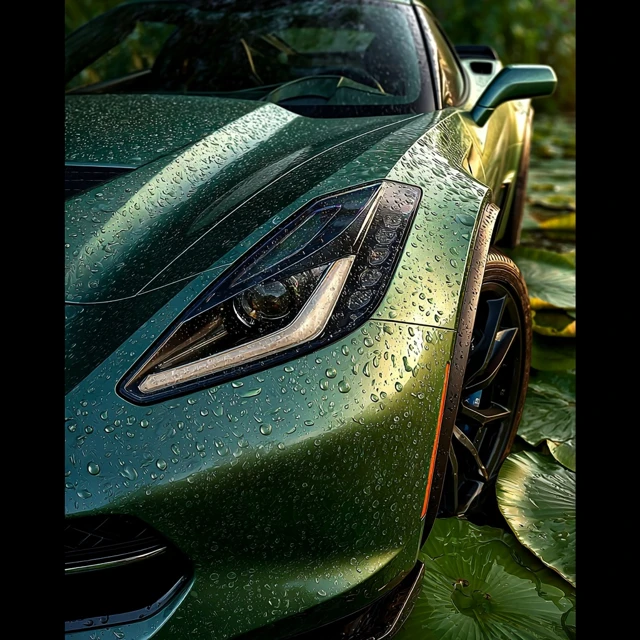 2015 Chevrolet Corvette Green Water Droplets Automotive
