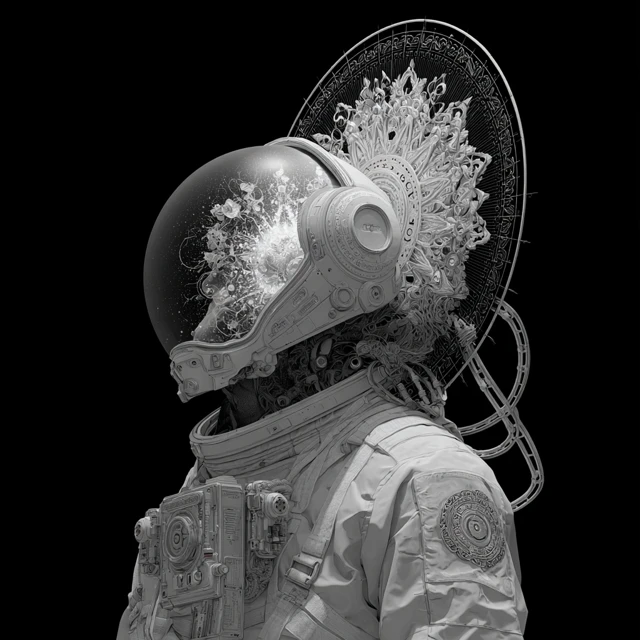 Monochromatic Astronaut Moon Exploring Space