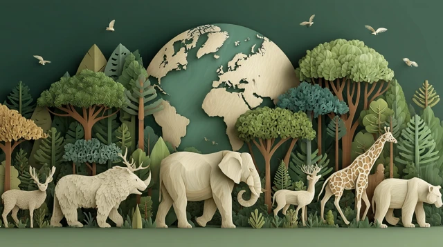 Paper Cutout Animals and Earth: Nature Conservation