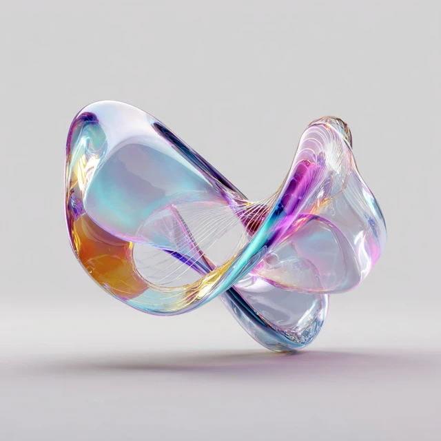 Abstract 3D Shape Fluid Iridescent Digital Art