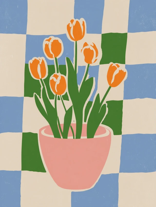 Minimalist Tulip Illustration - Bold Colors