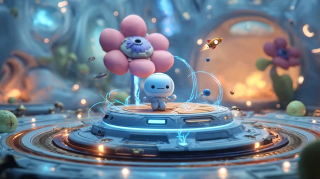 Cartoon Lunar Power Station Adorable Astronaut