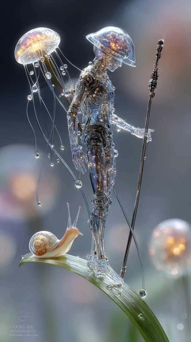 Waterman on Dewy Grass Surreal Fantasy Art
