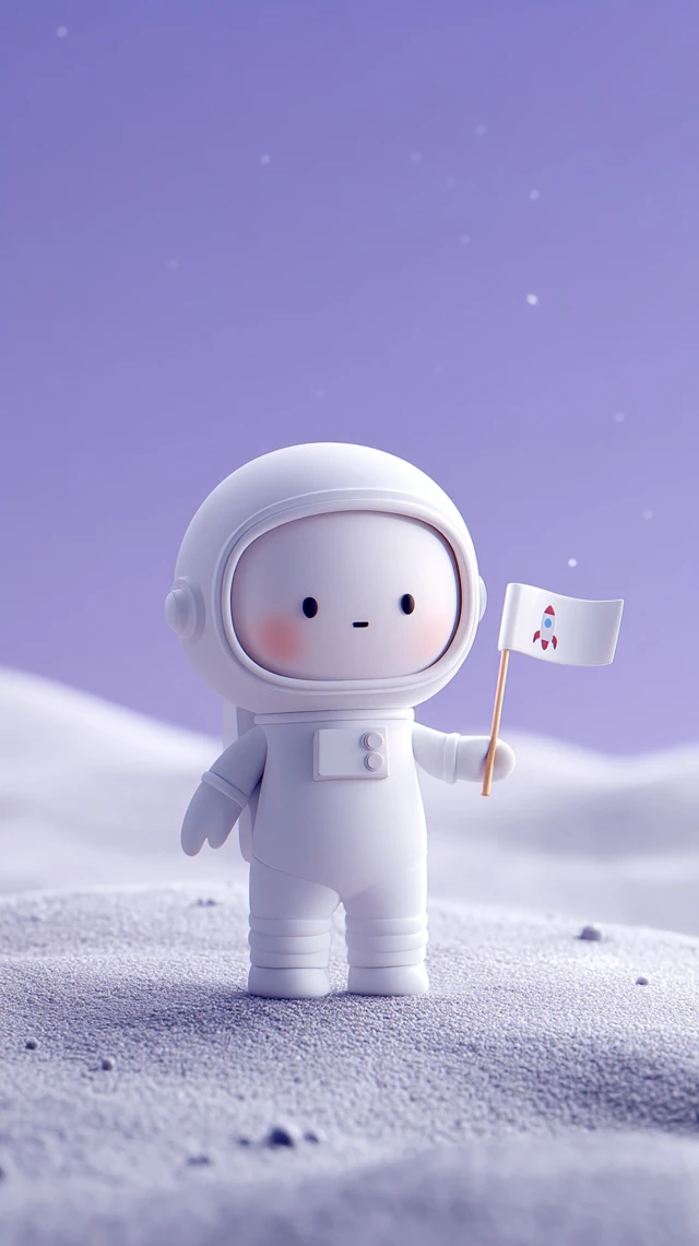 Cute Astronaut on the Moon Cartoon Illustration