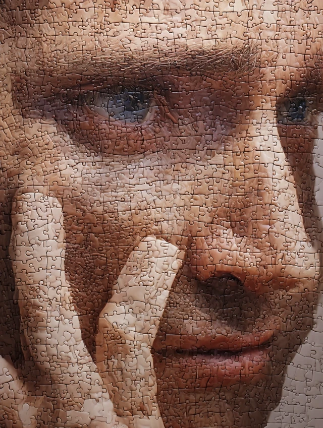 Hyperrealistic Puzzle Portrait Human Skin