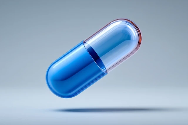 Blue Pharmaceutical Pill Hyper Detailed Transparency