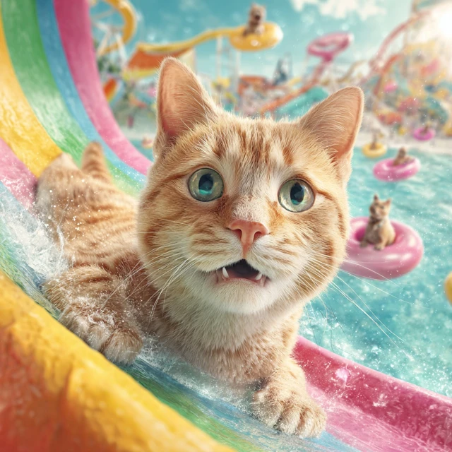 Orange Tabby Cat at Waterpark Adorable and Fun