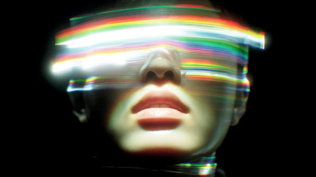 Ethereal Glitchcore Avatar with Neon Light Effects