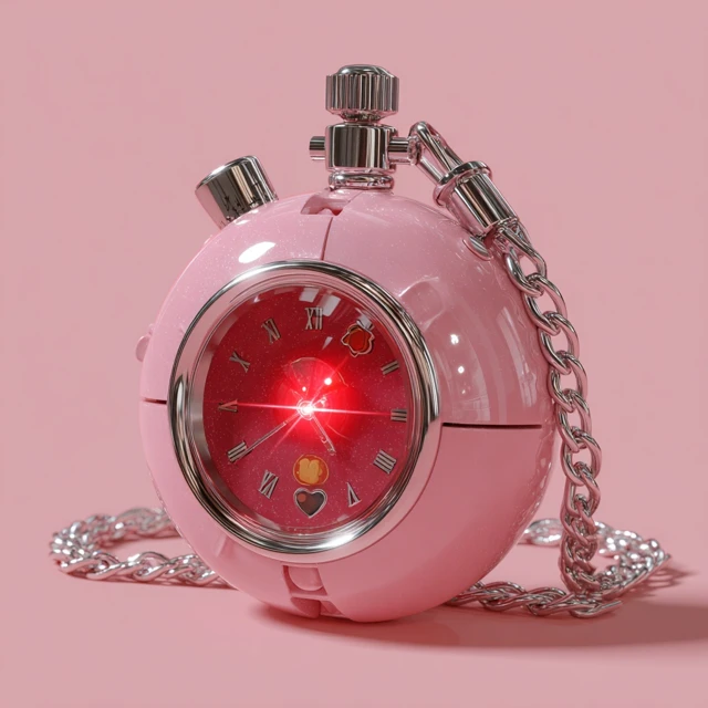 Pink Pop Design Time Bomb Pocket Watch