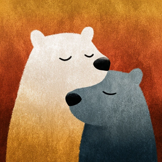 Cute Minimalist Bear Hug Art Friendship