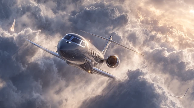 Gulfstream G650ER Business Jet Flying Through Clouds