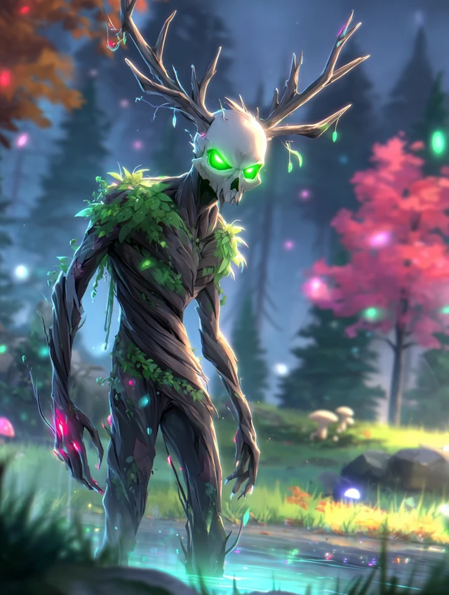 Slavic Forest Guardian Leshy in a Dark Forest