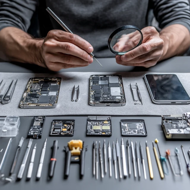 Mobile Phone Repair Technician At Work