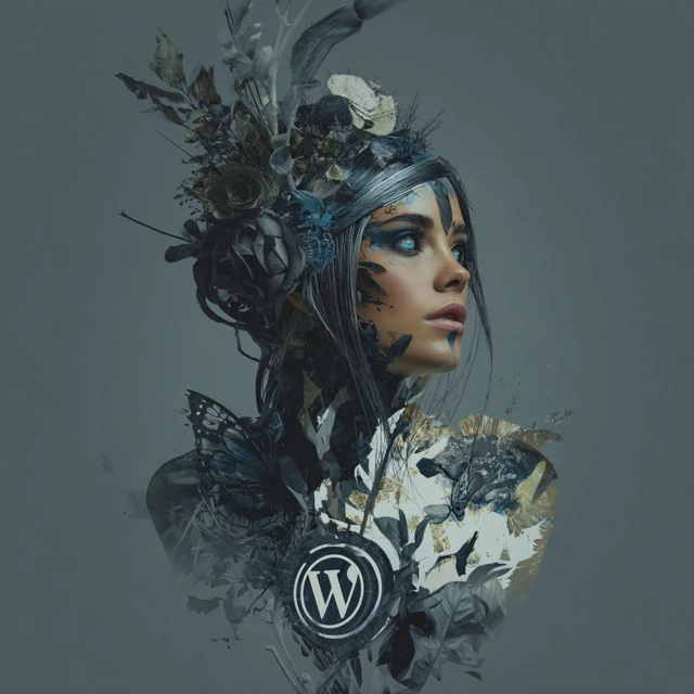 Woman with Floral Headdress and Butterflies Illustration