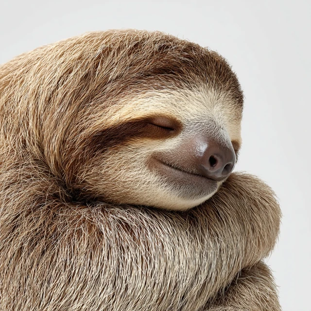 Sleeping Sloth Peaceful Illustration on White