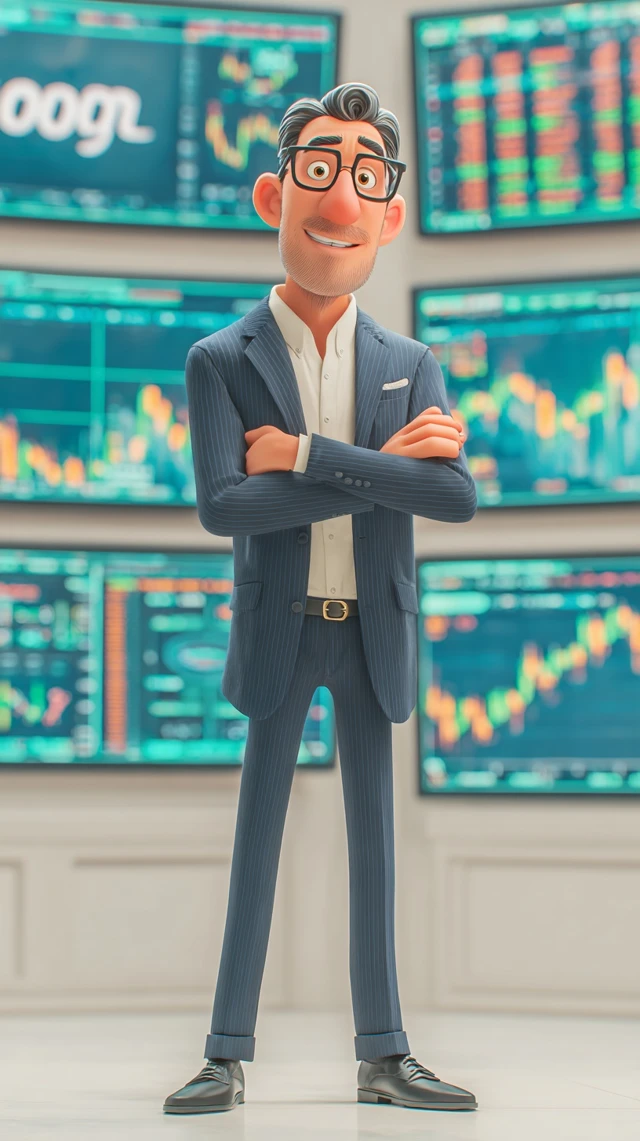Pixar Broker Iranian Man in Suit Stock Market