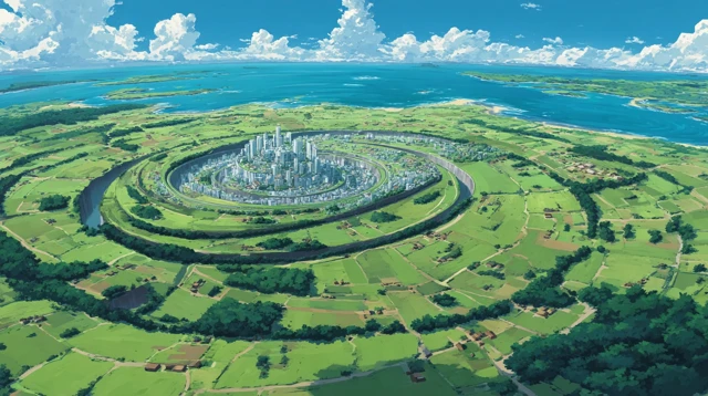 Anime City Walls in the Grassland