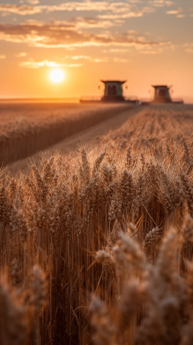 Golden Wheat Field Harvest at Sunset