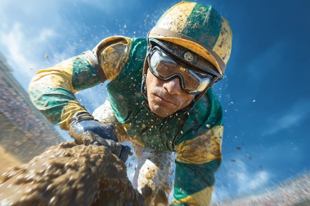 Horse Racing Action Jockey MidStride