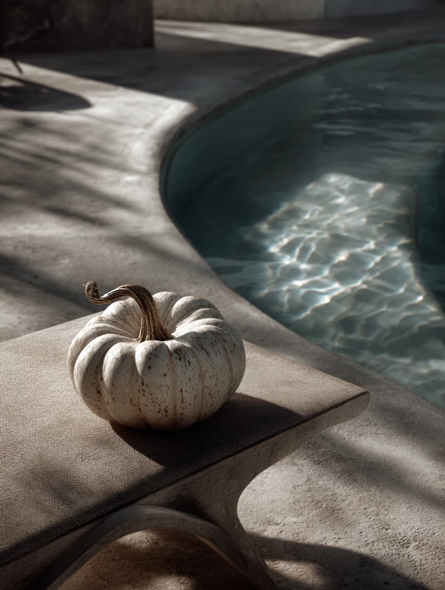 Pumpkin by the Pool Summer Surrealism