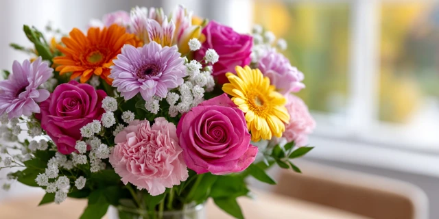 Colorful Flower Bouquet Roses Daisies Gerberas Carnations