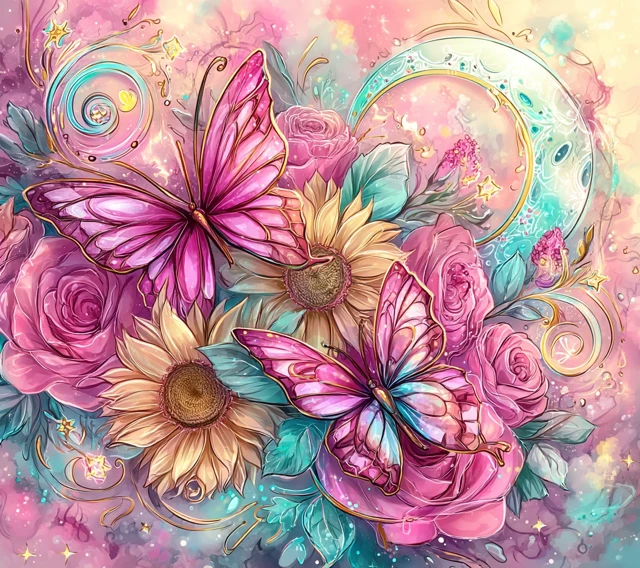 Pastel Butterfly Floral Fantasy Art