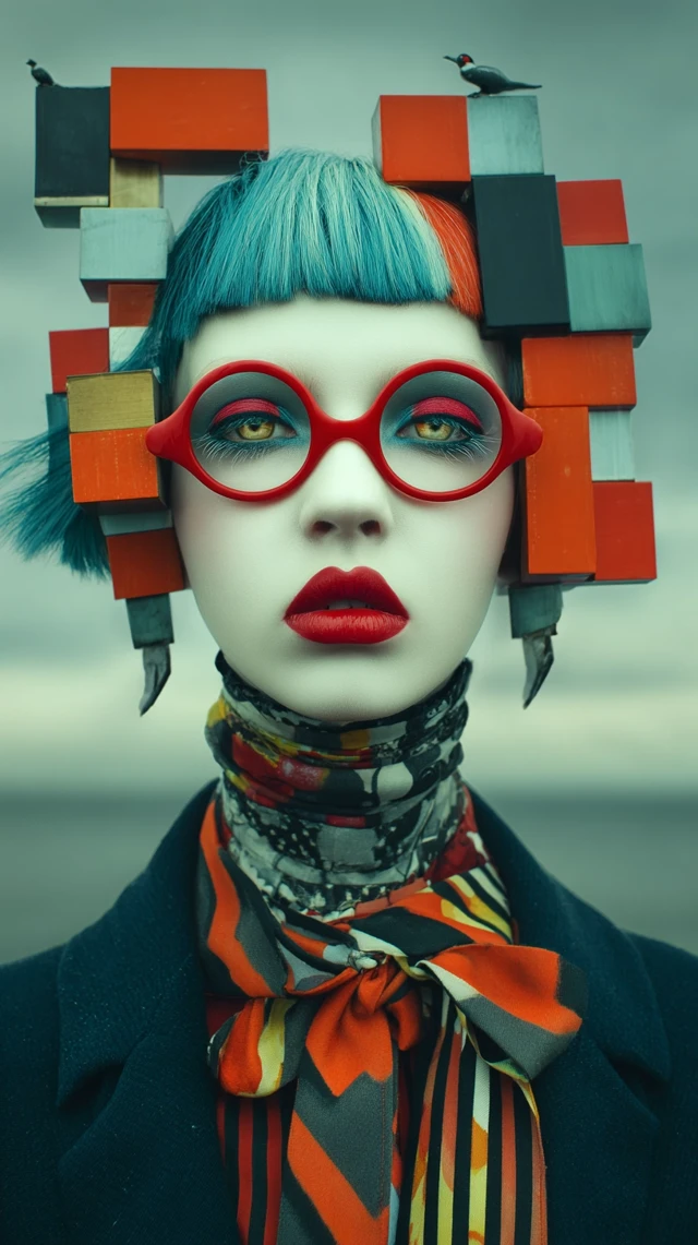 Artistic Portrait of a Woman with Birds