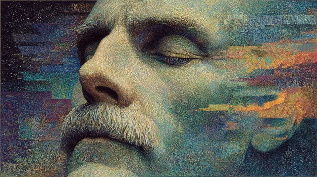Transcendence Painting Man Face Closed Eyes Alex Grey