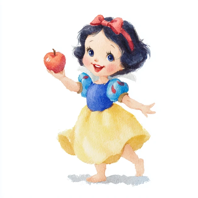 Snow White Watercolor Illustration Toddler Disney