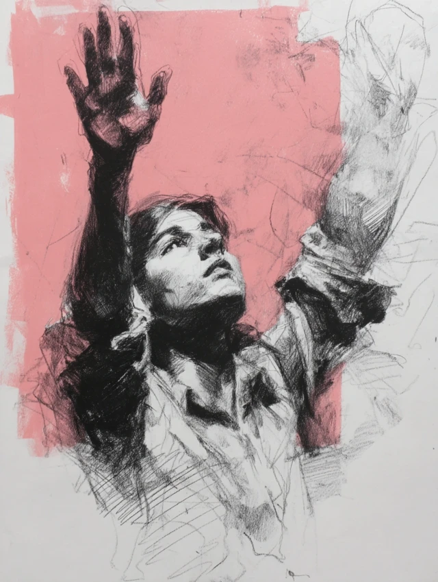 Woman Chalk Pastel Drawing Expressive Art