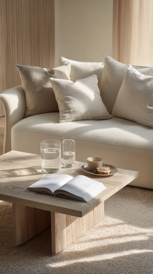 Minimalist Living Room: Serene Design and Cozy Ambiance