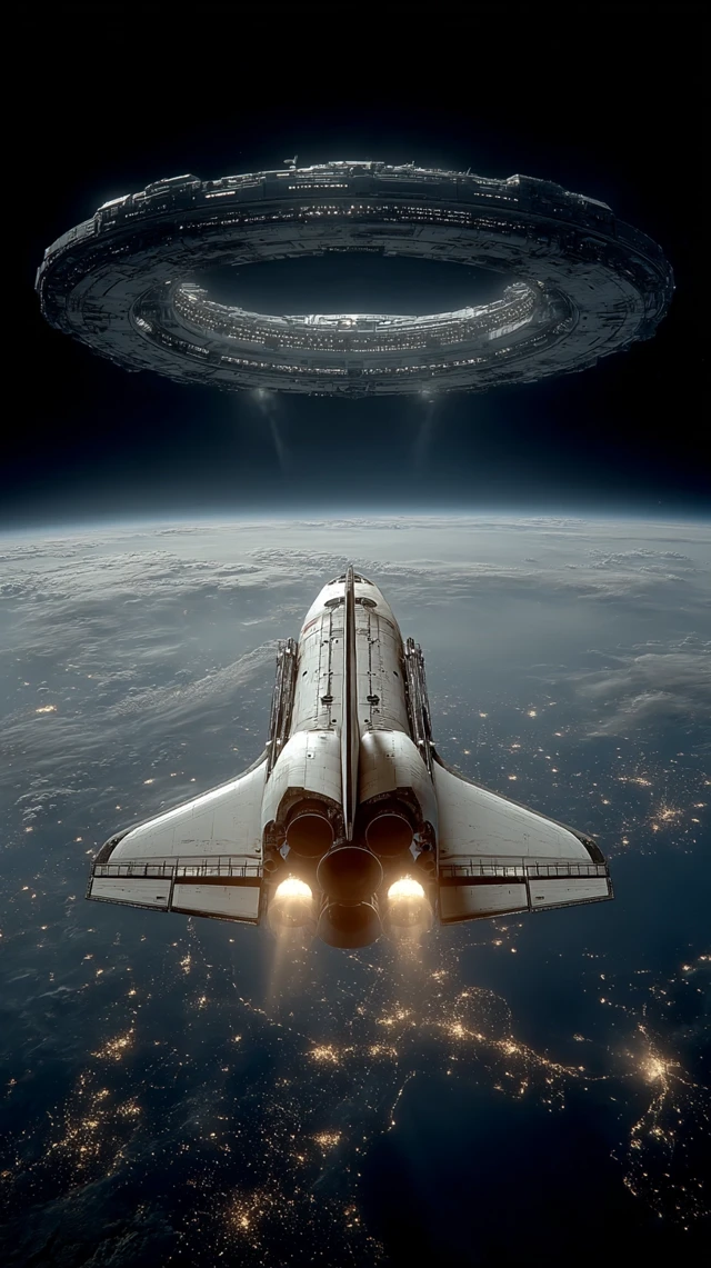 Space Shuttle and UFO Alliance in Space