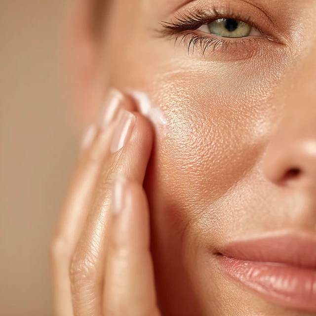 Skincare Routine Close Up Applying Face Cream