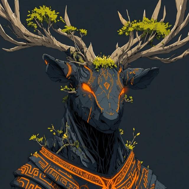 Anthropomorphic Deer Barbarian with Glowing Runes