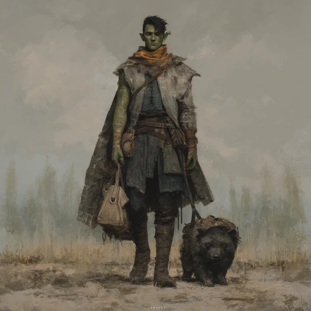 Half Orc Ranger Illustration Fantasy Character Art