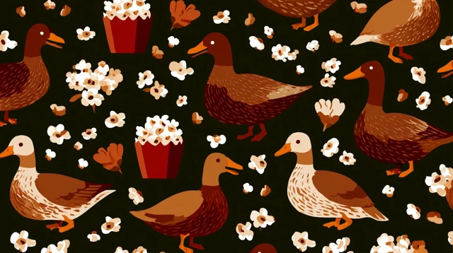 Duck and Popcorn Wallpaper Illustration