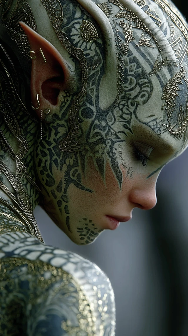 Alien Portrait Fantasy Beauty Hyperrealistic 3D Art