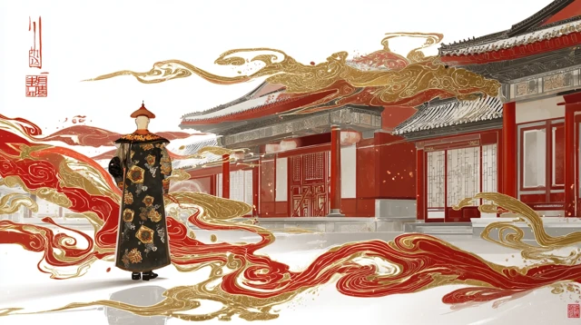 Qing Dynasty Official in Traditional Chinese Art